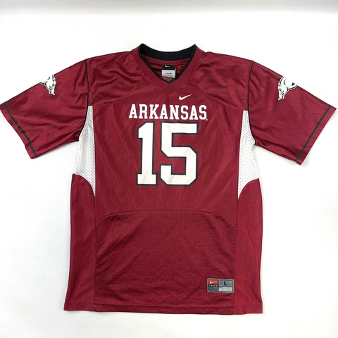 Nike NCAA Arkansas Razorbacks Hogs Cherry Team Jersey #15 Youth Size L 16/18 Cover