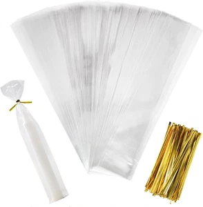 100 Stück Kerzentüten, 25X5Cm Kerzen Folientüten, 100 Metallischen Bindebaender, - Bild 1 von 12