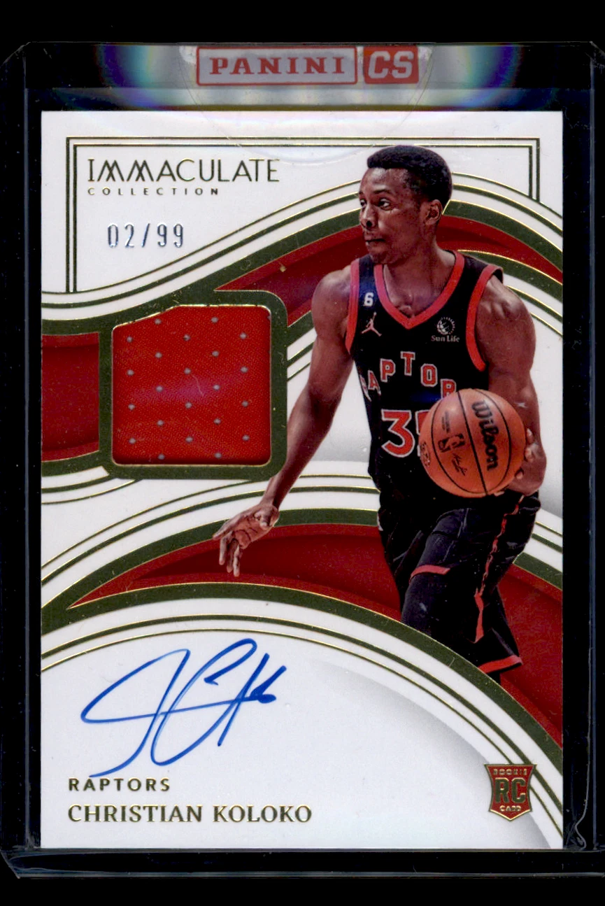 2022/23 Panini Immaculate Christian Koloko RC Patch Auto 2/99 #107 Raptors