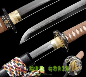 Japanese Katana Swords Clay Tempered T10 Steel Full Tang Blade Sharp Tiger Tsuba - Imagen 1 de 9