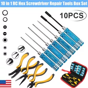 10 IN 1 RC Tool Kits Box Set Screwdriver Pliers Hex Repair for RC Helicopter Car - Picture 1 of 9