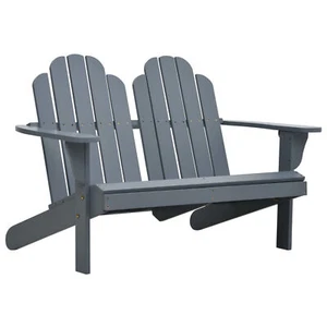 Double Adirondack Chair Wood Grey Q8S9 - Picture 1 of 7