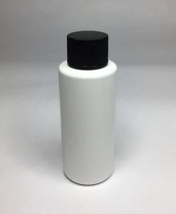 50ml PET Plastic White Cylindrical Bottles+ Black Ribbed Screw On Cap ANY AMOUNT - Picture 1 of 1