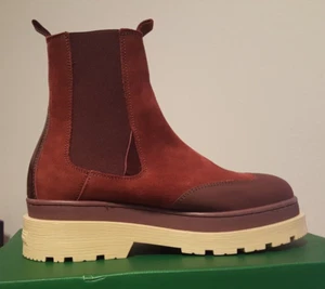 NEW SCOTCH & SODA Women  Suede Chelsea Boots Burgundy Made In Portugal - Picture 1 of 12