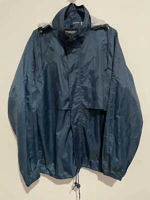 Huski Explorer Mens Lightweight Hooded Wind Rain Jacket Blue Size S Oversized - Image 1 of 4