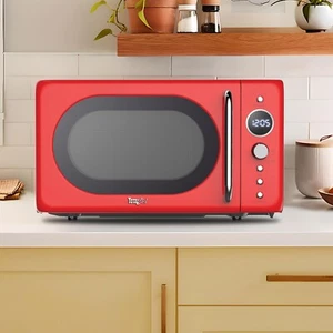 Total Chef Red 20 L Retro Microwave Oven 700W Quick Start 8 Pre Cooking Mode - Picture 1 of 10