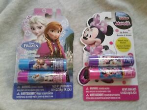 NEW SET OF 2 (2- TWIN PACK) DISNEY GIRLS LIP BALMS FROZEN & MINNIE MOUSE~AGES 3+
