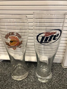 Shock Top Belgian White Beer 16 oz Pilsner Glass & Miller Lite 16oz Pilsner Glas - Picture 1 of 4