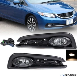 Fit 2013 2014 2015 Honda Civic 4Dr Sedan Front Bumper Fog Lights w/Cover+Switch - Picture 1 of 10