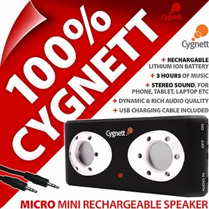 Cygnett Micro Mini Akumulator Odtwarzacz MP3 Przenośny głośnik do iPhone 4 4S 5S 6 - Zdjęcie 1 z 6