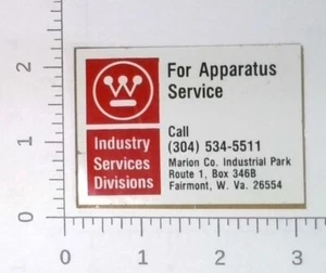 Vintage Westinghouse Industry Fairmont West Virginia Coal Mining Sticker Decal - Picture 1 of 1