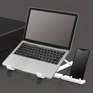 SUPPORTO 2 IN 1 PC COMPUTER PORTATILE SMARTPHONE LAPTOP STAND TABLET REGOLABILE - Foto 1 di 9