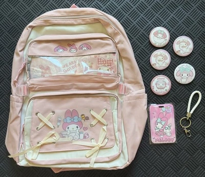 Mochila Kawaii con Accesorios Anime Dibujos Animados Lindos Prendedores Nueva My Melody Foto 1 de 4