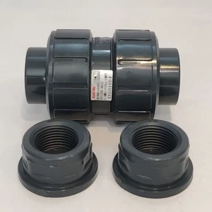 ASAHI VTCZZUES4025 25mm 1in PVC True Union Ball Check Valve EPDM Socket/Threaded - Picture 1 of 6
