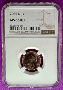 2025 D 1c Lincoln Shield Cent NGC MS66RD - Picture 1 of 2