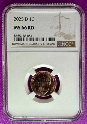 2025 D 1c Lincoln Shield Cent NGC MS66RD - Image 1 of 2
