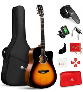 Vangoa Pacchetto Chitarra Acustica per Principiante Studente Adulto 41 Pollici Full Size Cu... - Foto 1 di 8