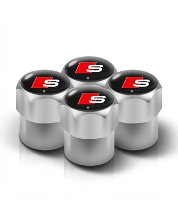 SET Chrome 4Pcs Hexagon Wheel Tire Air Valve Stem Cover Caps Audi S NEW - Image 1 of 3