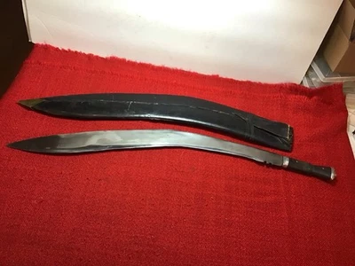 ANTIQUE INDIA KUKRI FIGHTING KNIFE GURKHA LION HEAD ORNATE HANDLE 21”BLADE 27”L - Image 1 of 4