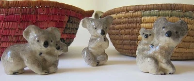 Rare Find Vintage Hebb Pottery Australian Koala Family of 3 Figurines - Image 1 of 4