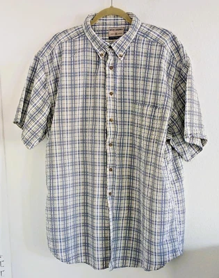 High Sierra Men’s Blue Plaid Button Down 100% Cotton Short Sleeve Shirt Size XL - Image 1 of 4