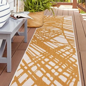 Rugshop Outdoor Rug Runner Tropical Leaves Reversible Rug Hallway Runner Rug 2x7 - Picture 1 of 10