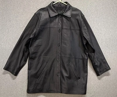 Chaqueta Leather Elements para mujer 1X negra clásica bolsillos manga larga botón delantero Foto 1 de 4