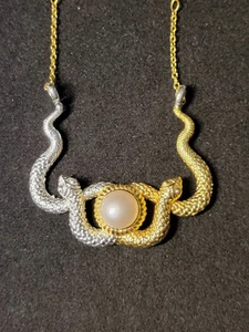Beautiful Natural Pearl Cobra 925 Sterling Silver Necklace 18 In 0774 - Picture 1 of 7