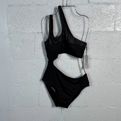 Calvin Klein Women's one Shoulder Strap Cut Out, Monokini, Black Large $98 - Image 1 of 4