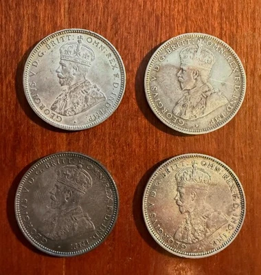 AUSTRALIA  1917, 1920, 1926, 1927  1 SHILLING SILVER COINS, VF to AU, LOT OF (4) - Image 1 of 2