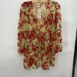 Urban Outfitters Fiona Burnout Bata Kimono Terciopelo Romántico Gótico Boho Talla Única-1D - Imagen 1 de 6