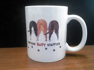 11 oz Ceramic Mug - Nothin' Butt Staffies J.R. Miller - Picture 1 of 2