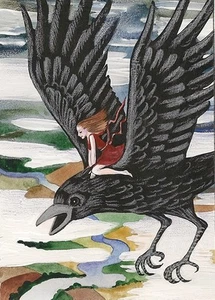 IMPRESIÓN ACEO DE PINTURA RYTA RAVEN CUERVO ARTE POPULAR GÓTICO Bruja pagana de Halloween 🙂 - Imagen 1 de 1