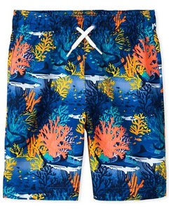 Children's Place Boys Coral Reef Swim Trunks - Quench Blue - Big Boys Size XXL - Picture 1 of 1