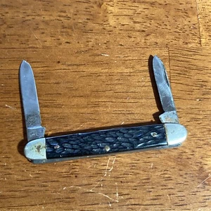 Vintage Camillus Model 41 Pocket Knife Wormed Wood Handle Made in USA - Picture 1 of 6