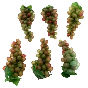 Künstliche Kunst Deko Obst Set 6 Stück Weiß Grün Traube Trauben Display - Bild 1 von 7
