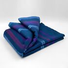 Soft and Warm Dark Blue Purple Striped ALPACA Wool Blanket Queen Bed Sofa Throw