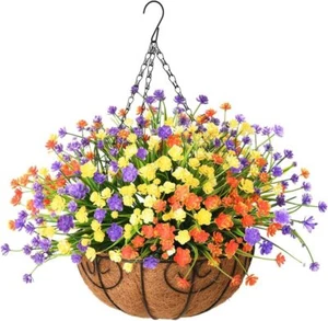 Artificial Hanging Flowers in Basket for Patio Garden DecorationArtificial Da... - Picture 1 of 7