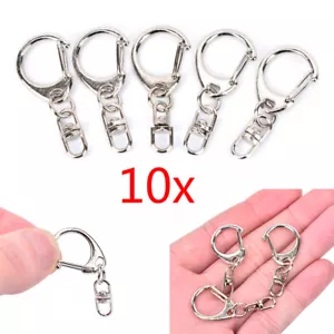 10pcs DIY Polished Silver Keyring Keychain Split Ring Short Chain Key Rin*a5 - Picture 1 of 12