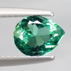 1,11 ct bedeutende Birne (7 x 6) natürlicher Paraiba neongrün blau Apatit Edelstein - Bild 1 von 5