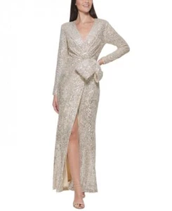 New $268 Eliza J Women's Long Long Sleeve V-Neck A-Line Dress A6793 - Picture 1 of 19
