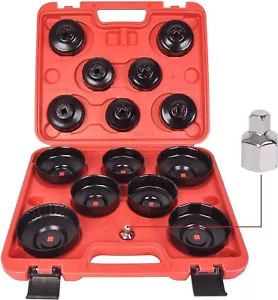 15Pcs Cup Type Oil Filter Cap Wrench Socket Removal Tool Set W/case 3/8" Drive - Bild 1 von 9