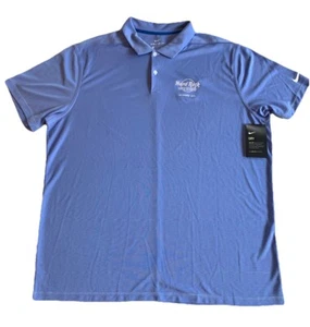 Nike Royal Blue Dri-Fit Mens Polo Hard Rock Cafe Logo Size XL New With Tags - Picture 1 of 8