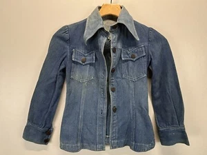 Vtg Girls Lee Denim Jean Jacket Shacket Blue Handmade? 70s READ Bust 14.5” - Picture 1 of 10