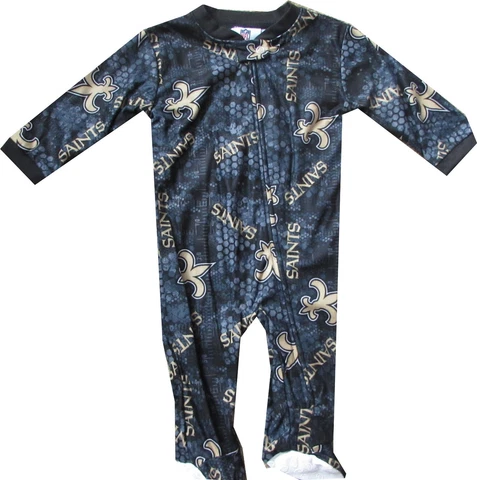New Orleans Saints Gray Logos Sleeper Pajamas Infant Baby Cover