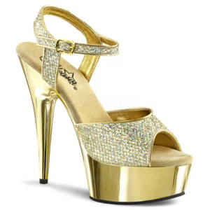 6" Silver Glitter Platform Stripper Pole Dancer Delight Heels Shoes size 8 9 10 - Picture 1 of 3