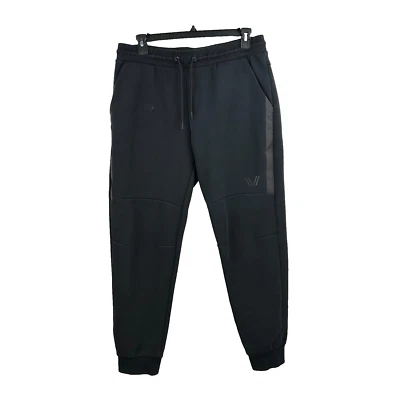 Pantalones de chándal Peak Velocity para hombre grandes negros elásticos con cordón cintura pierna cónica Foto 1 de 4