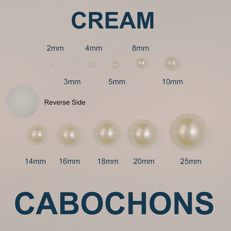 Cream Half Round Cabochons Flatback Faux Pearl Various Scrapbook Craft - Image 1 of 1