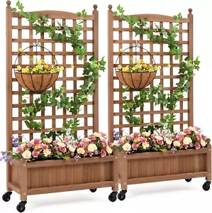 2Pcs 50" H Raised Garden Bed with Trellis & Wheels Standing Vertical Horticultur - Picture 1 of 12