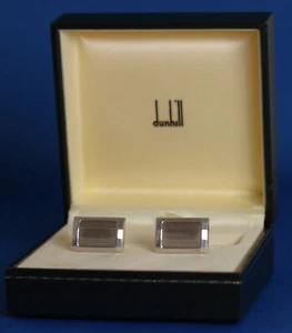 GENUINE DUNHILL SILVER FACET DESIGN CUFFLINKS, BOXED with GUARANTEE BOOKLET - Picture 1 of 8